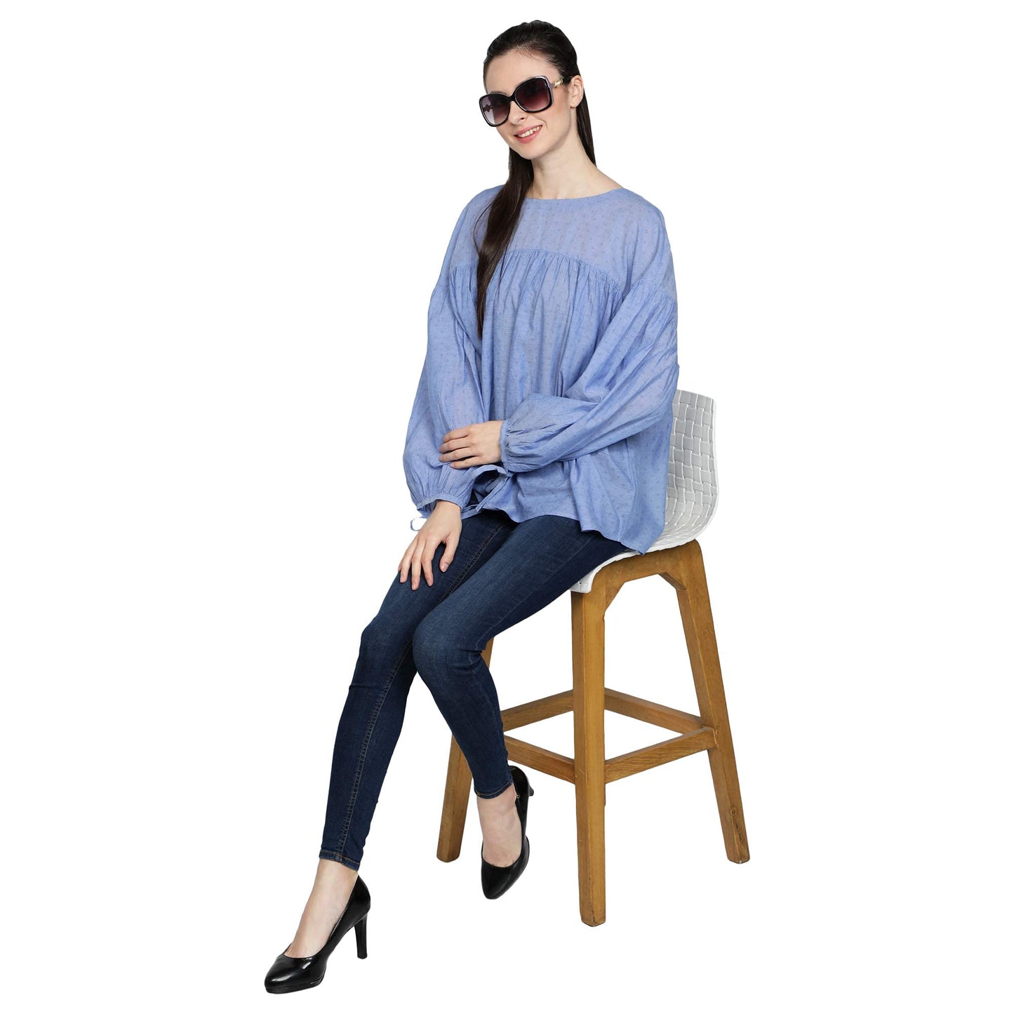 Blue Top Dot Prints