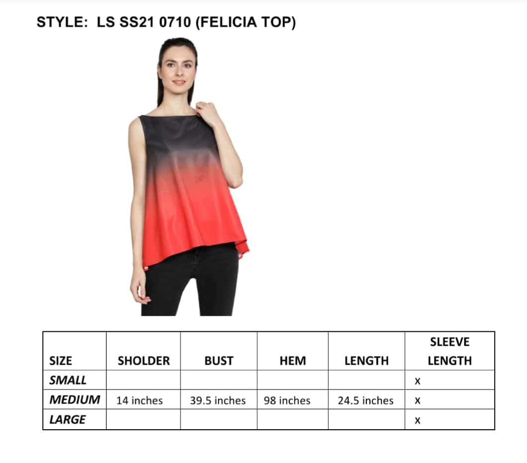 Felicia Red Black Ombre Sleeveless Top