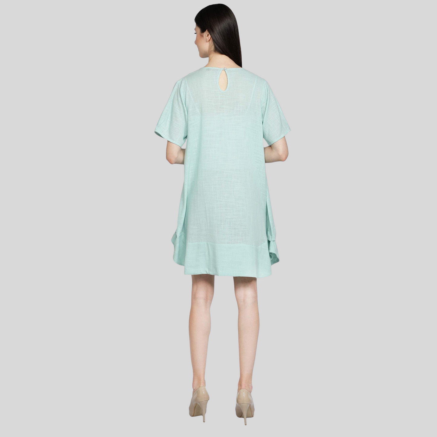 women_cotton_dress Spring_Summer_Dress Sage_Green_Cotton Modern_dress Loose_fit_dress Linen_dress Half_sleeves_dress green_dress Dress_for_Women Dress_4_Women Designer_Dress Cotton_dress