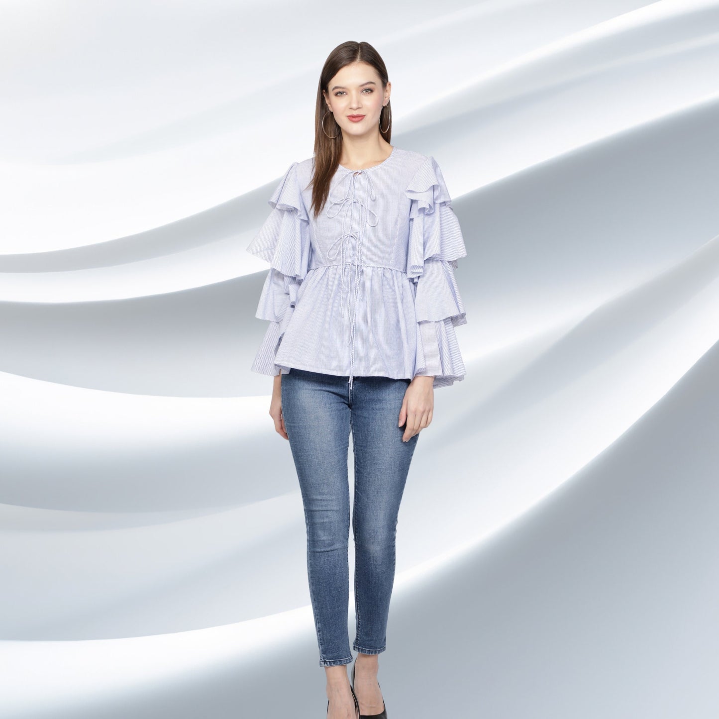 women's_cotton_top, Tops_for_women , Tie_up_Top_Women, Long_sleeves_Top, Gift_For_Her , Flared_Sleeves_Top, Elegant_Cotton_Top, Cute_Top, Cotton_Top, Cotton_long_sleeves, Blue_Top, Blue_stripes_Top, Beautiful_blouse