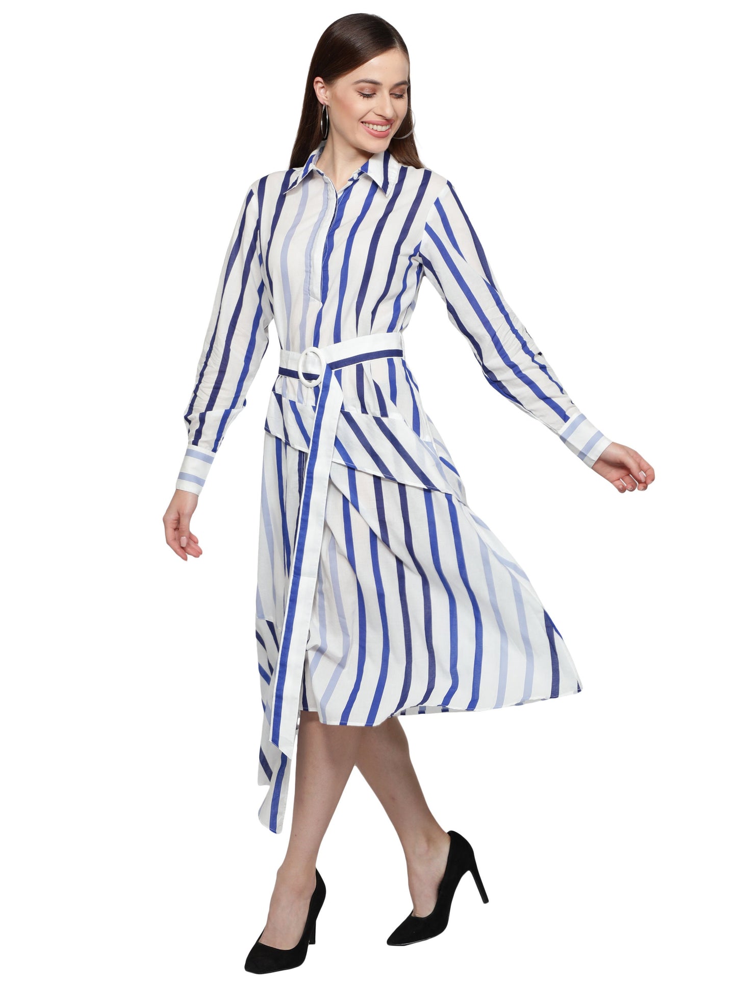 women_shirt_dress women_dresses Red_Stripes_Dress polyester_dress Long_sleeves_Dress gift_for_her dress_for_women Designer_women_dress colored_shirt_dress below_knee_dress beautiful_red_dress