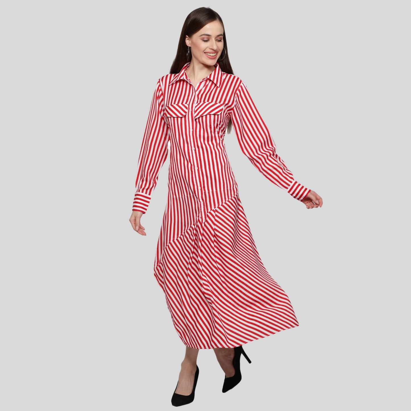 Cora Dress Red White Stripe
