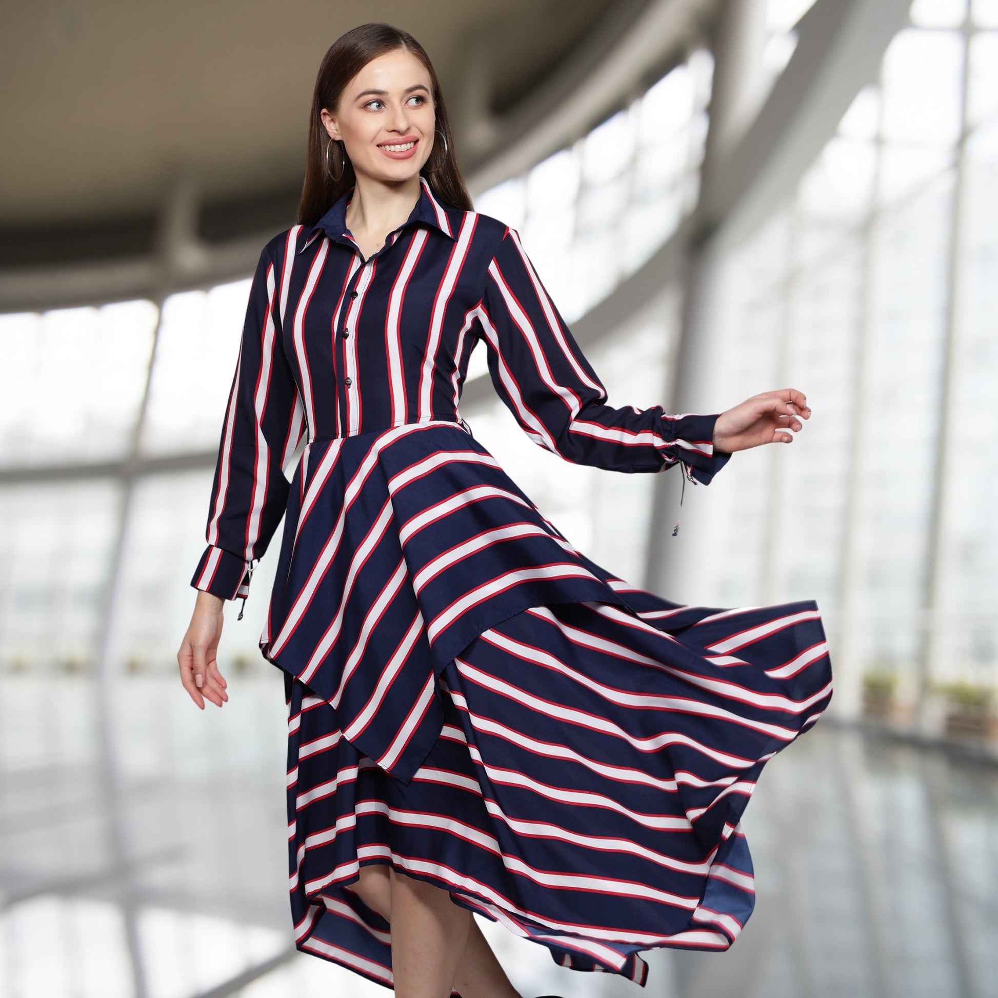 Women's_Stripe_Dress  Symmetrical_Dress  Printed_Shirt_Dress  Printed_Dress  Polyester_Dress  Navy_Stripes_dress  LOVESTONE  Long_sleeves_Dress  Long_Shirt_dress  Dress_with_Belt  Dress_for_Women  Boutique_Designs