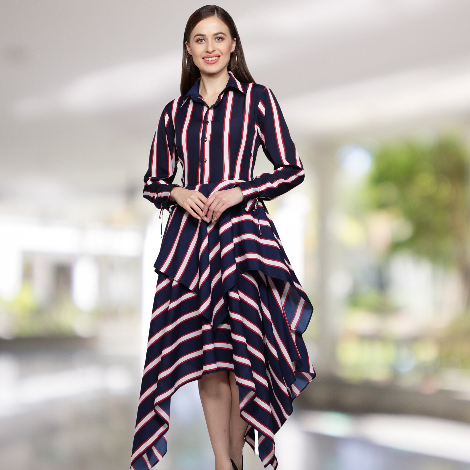 Women's_Stripe_Dress  Symmetrical_Dress  Printed_Shirt_Dress  Printed_Dress  Polyester_Dress  Navy_Stripes_dress  LOVESTONE  Long_sleeves_Dress  Long_Shirt_dress  Dress_with_Belt  Dress_for_Women  Boutique_Designs