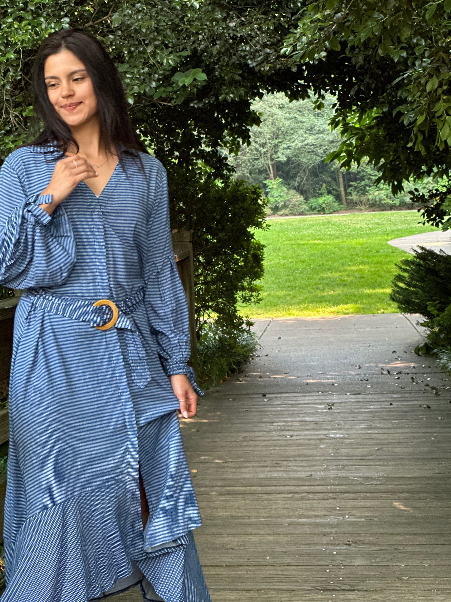 Jennifer Dress Blue Geometric Print