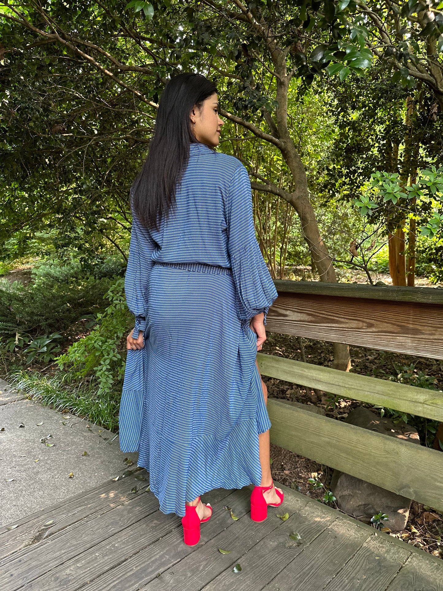 Jennifer Dress Blue Geometric Print