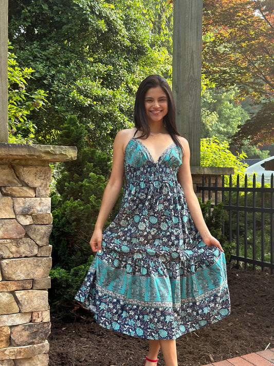 Danial Dress Teal Print