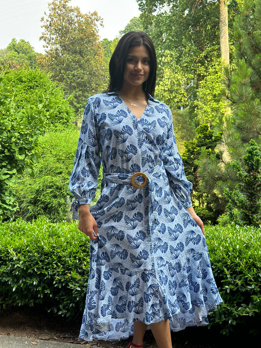 Jennifer Dress Blue White Print