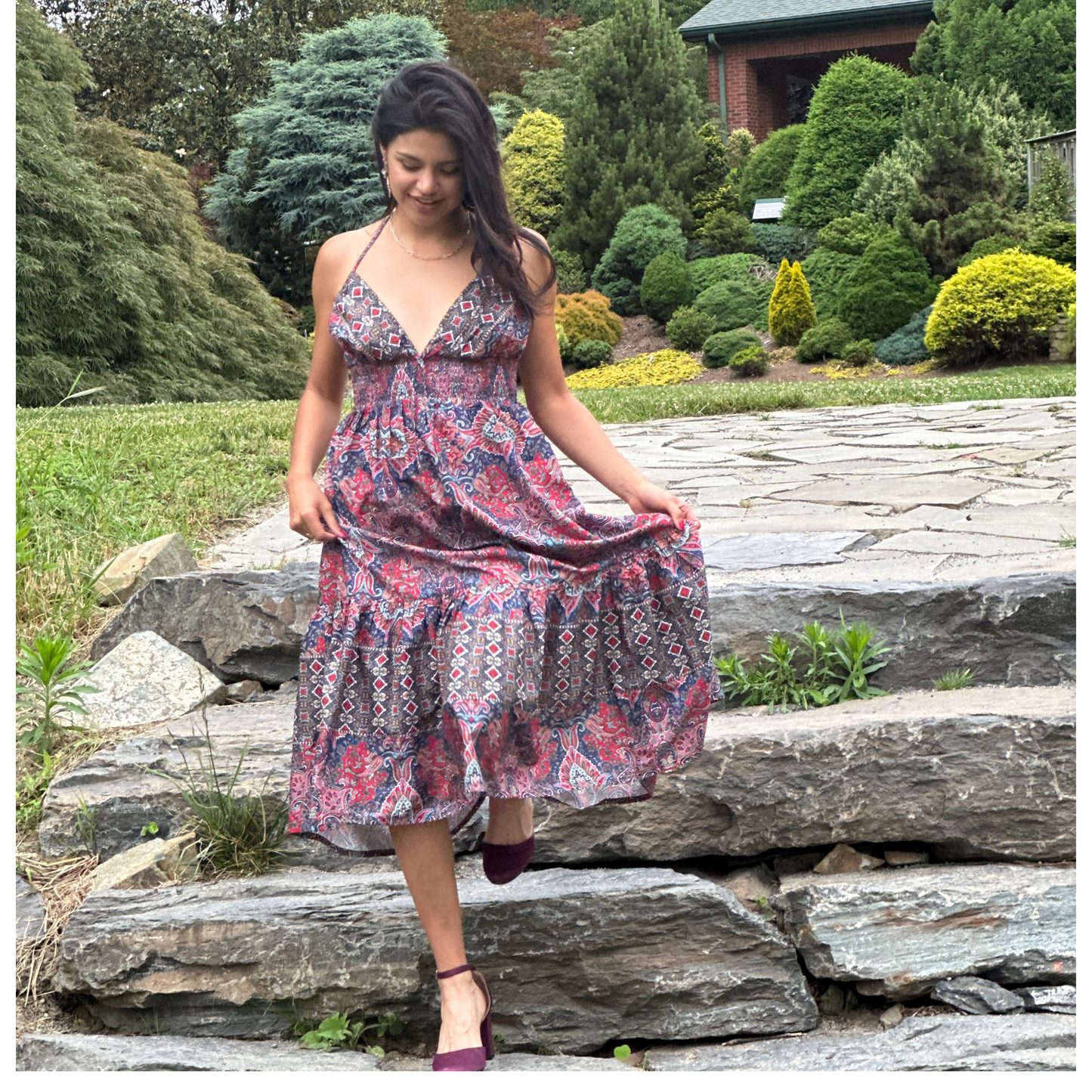 Danial Dress red print