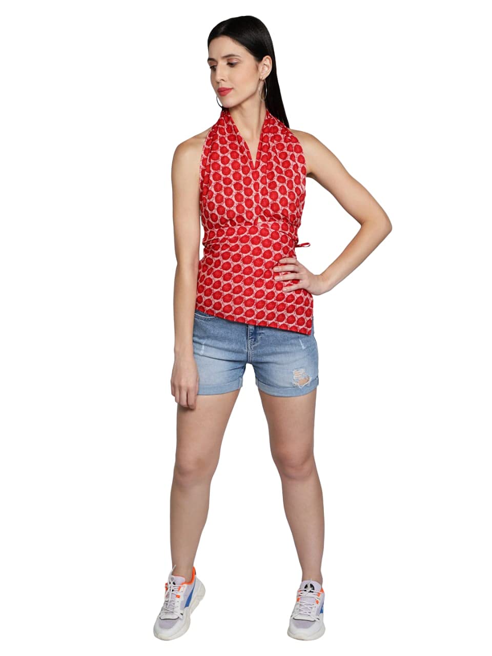 Kathleen Red Printed Halter Top