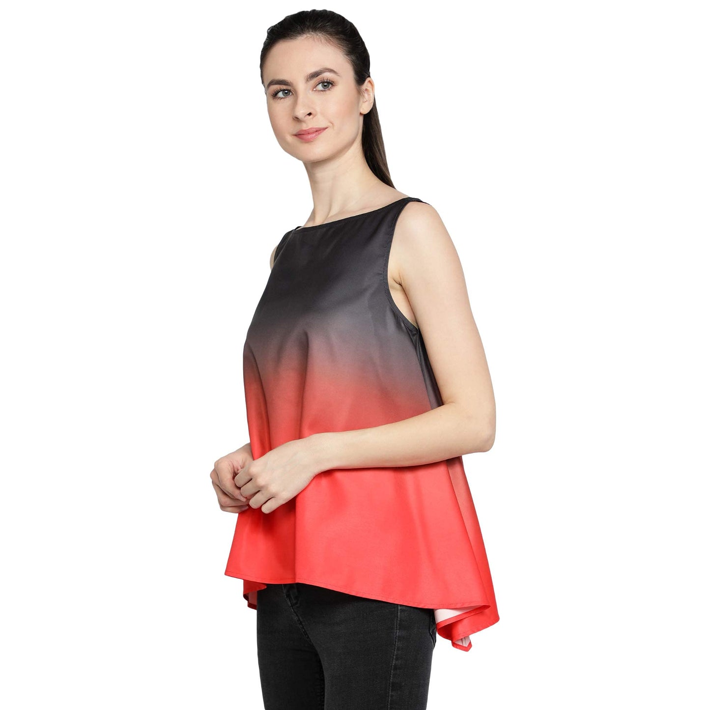 Felicia Red Black Ombre Sleeveless Top