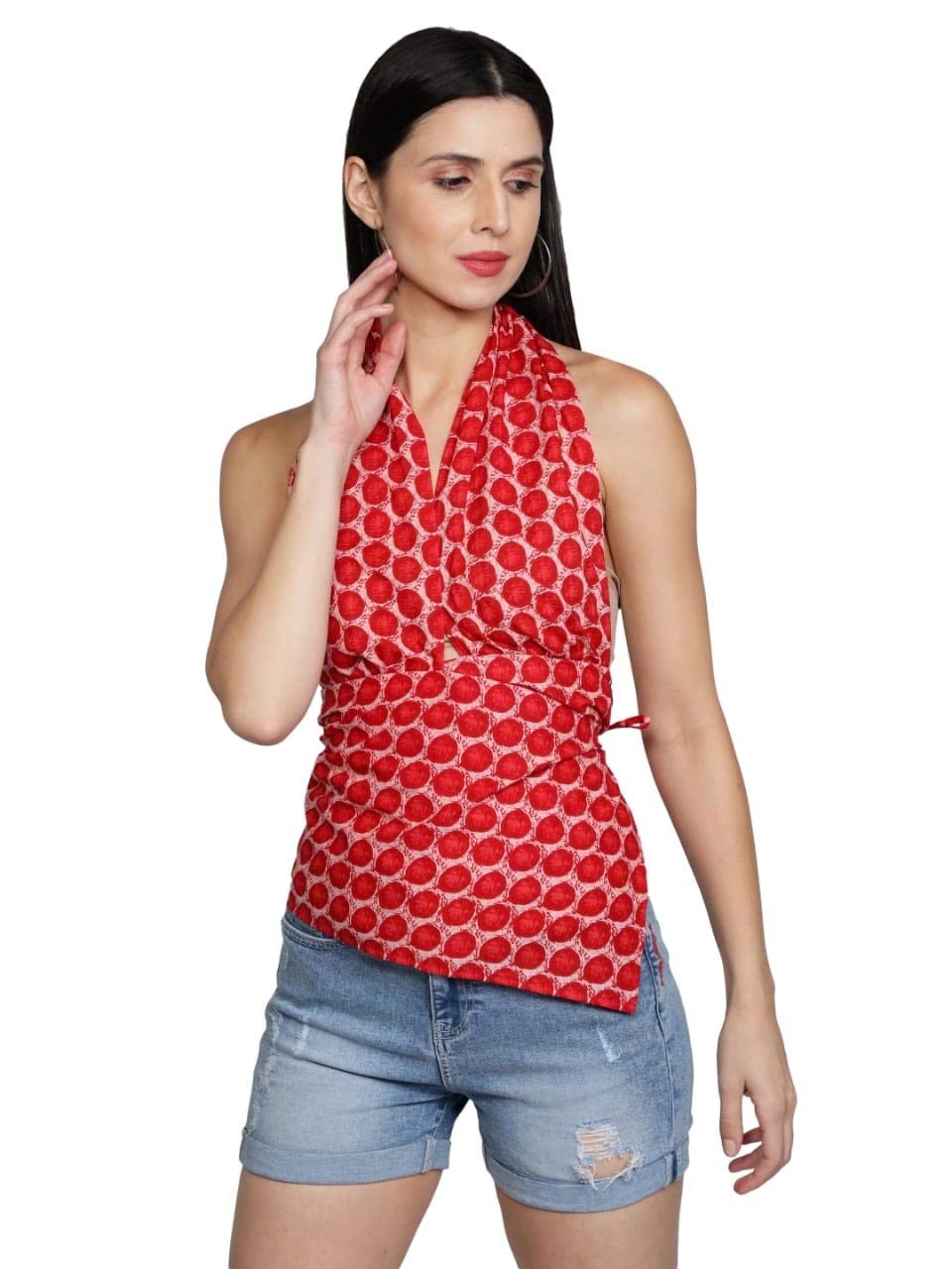 Kathleen Red Printed Halter Top