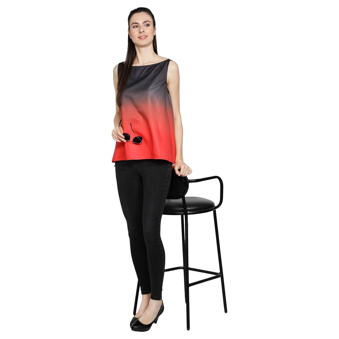 Felicia Red Black Ombre Sleeveless Top