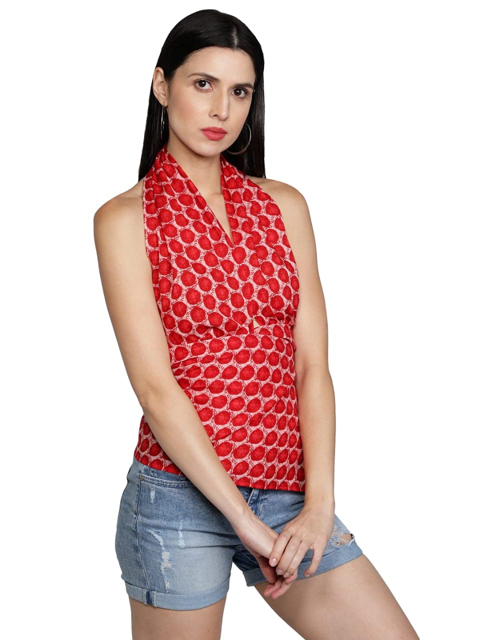 Kathleen Red Printed Halter Top