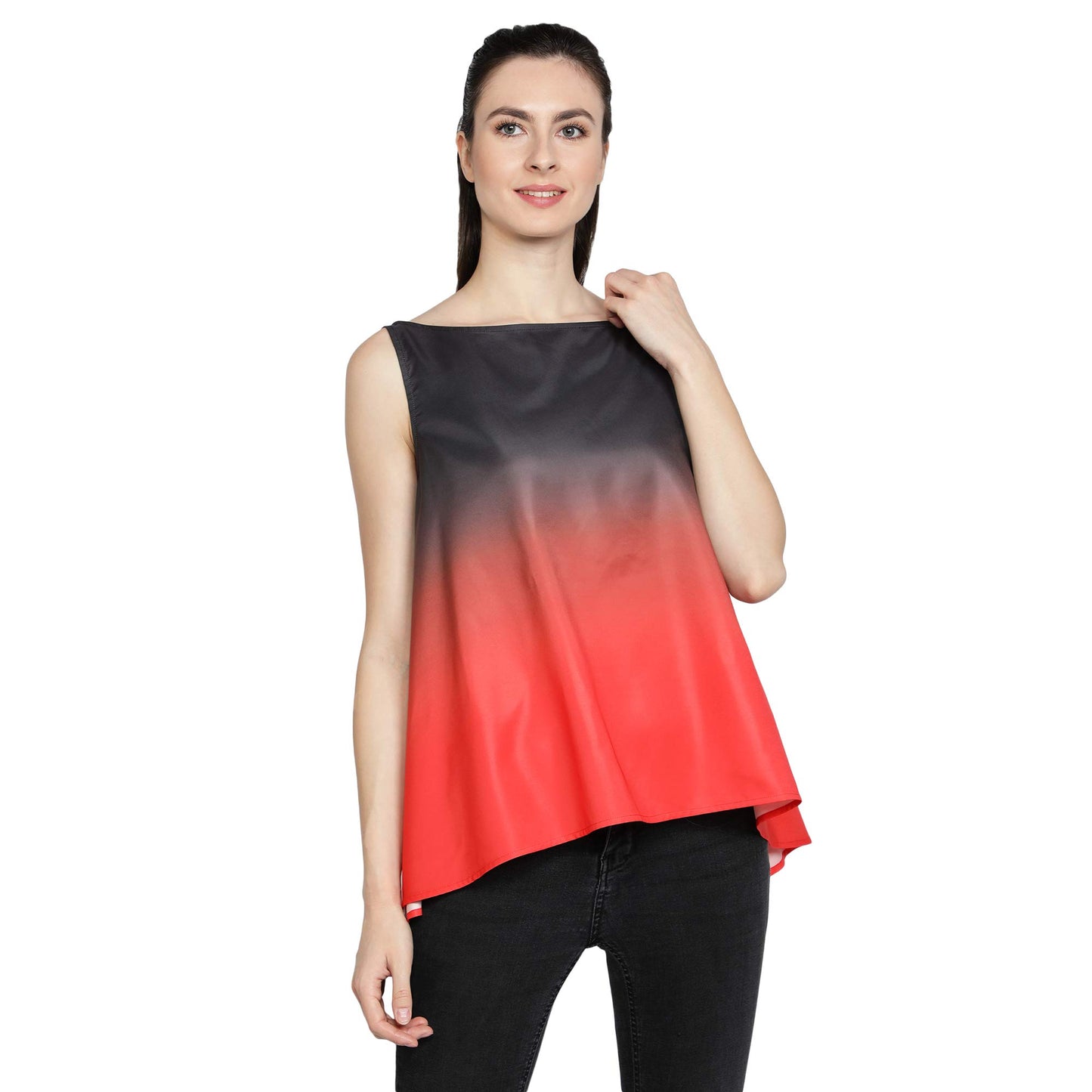 Felicia Red Black Ombre Sleeveless Top