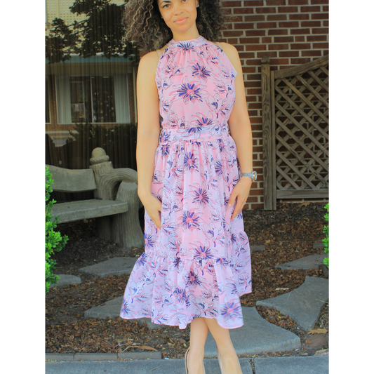 Brionna Pink Halter Dress