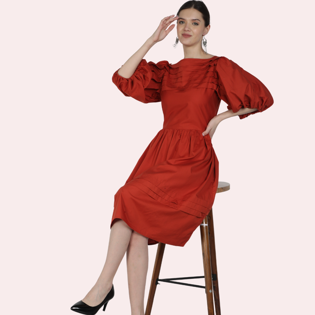 Olga Dress Rust Solid