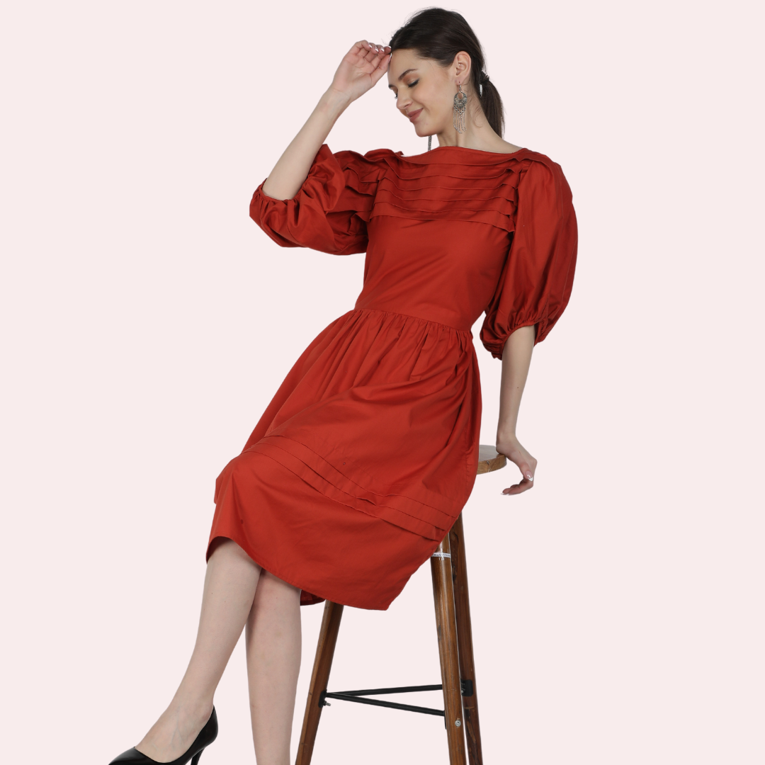 Olga Dress Rust Solid