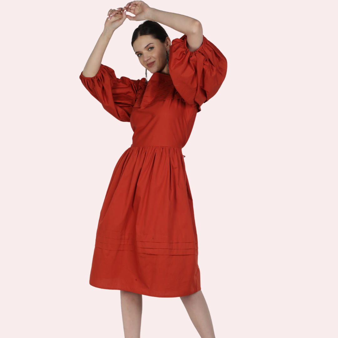 Olga Dress Rust Solid