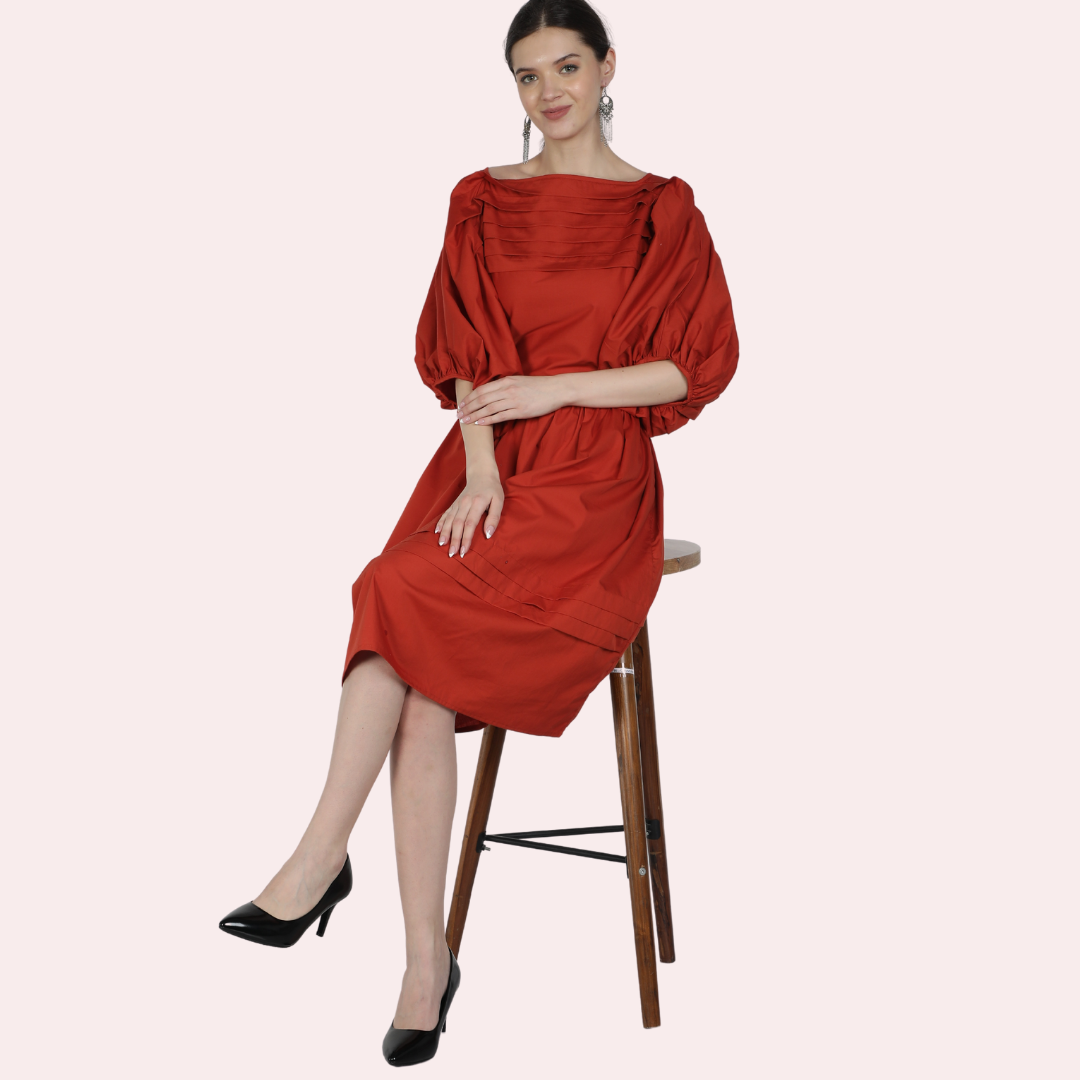 Olga Dress Rust Solid