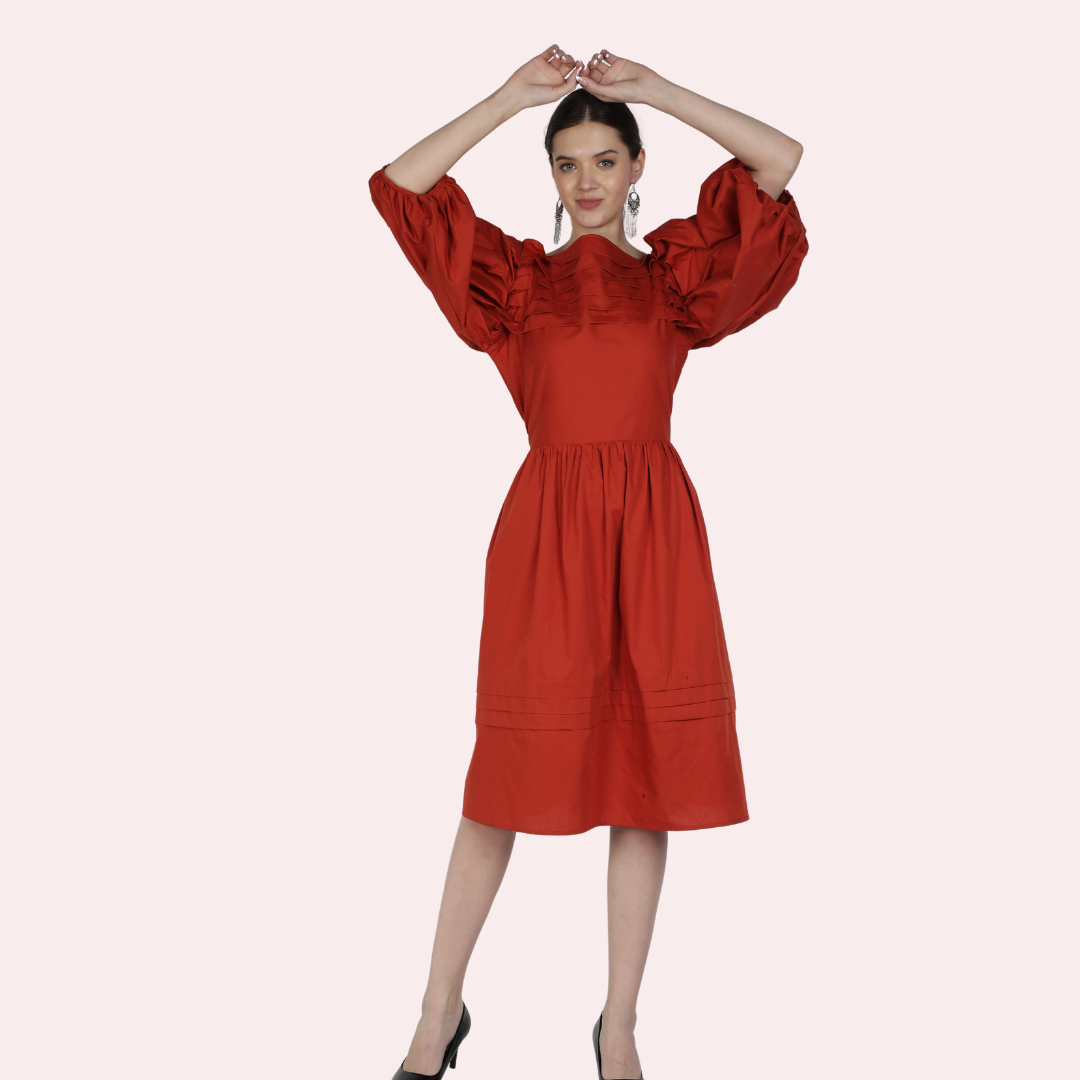 Olga Dress Rust Solid