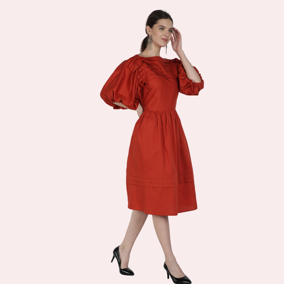 Olga Dress Rust Solid