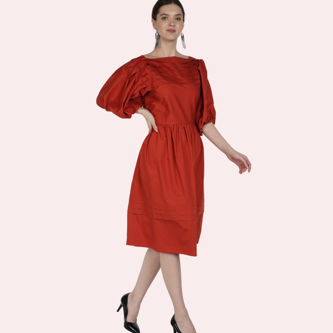 Olga Dress Rust Solid