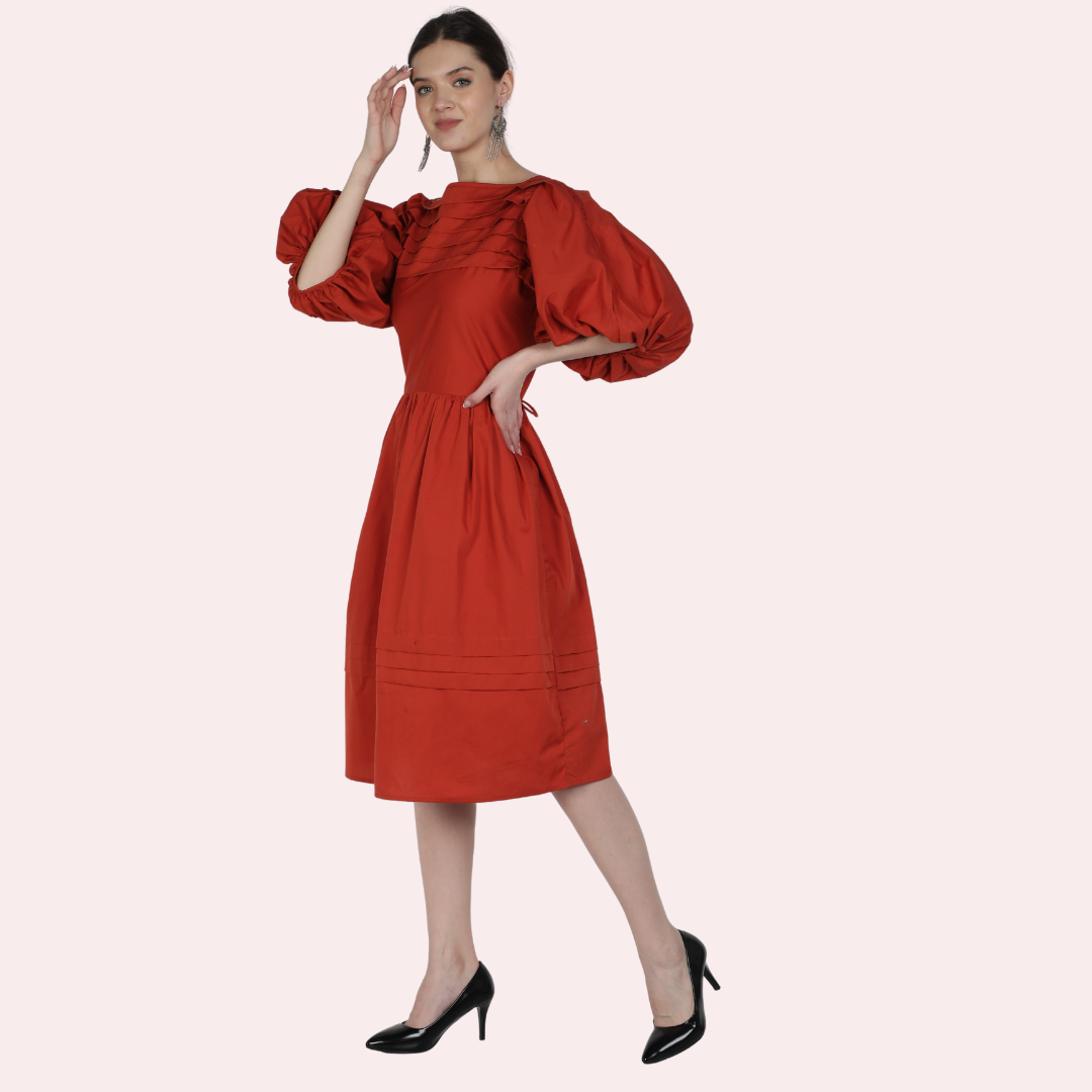 Olga Dress Rust Solid