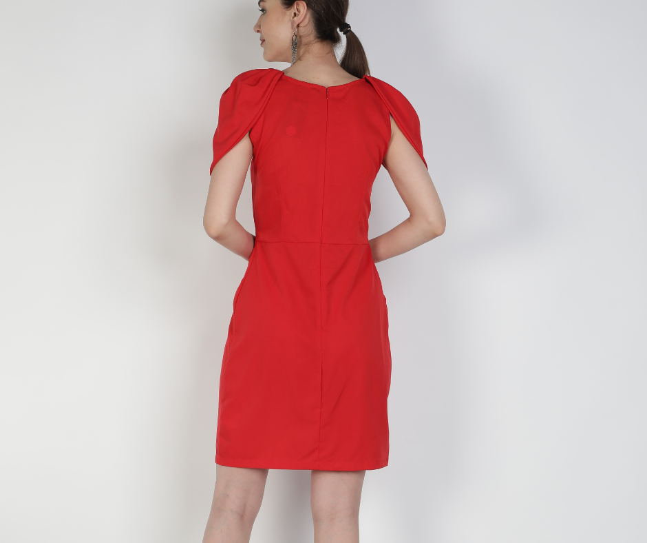 women's_red_dress  Red_women_dress  polyester_dress  Long_sleeves_dress  Golden_zipper_dress  for_her_gift  dress_for_women  designer_red_dress  Below_knee_dress  Beautiful_red_dress  Band_collar_dress