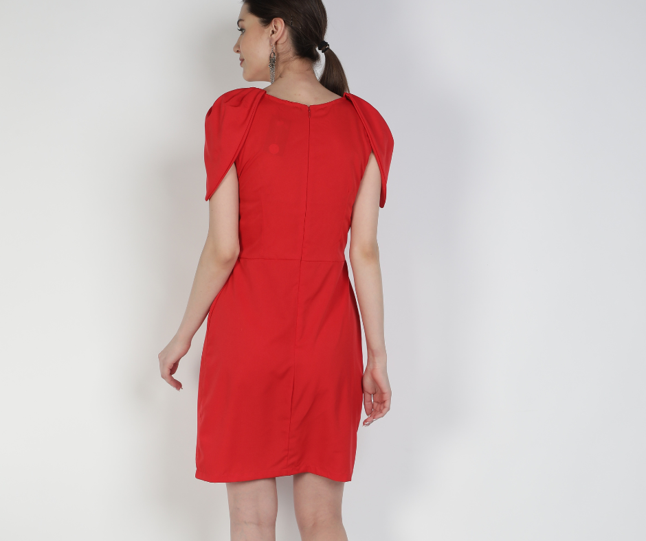 women's_red_dress  Red_women_dress  polyester_dress  Long_sleeves_dress  Golden_zipper_dress  for_her_gift  dress_for_women  designer_red_dress  Below_knee_dress  Beautiful_red_dress  Band_collar_dress