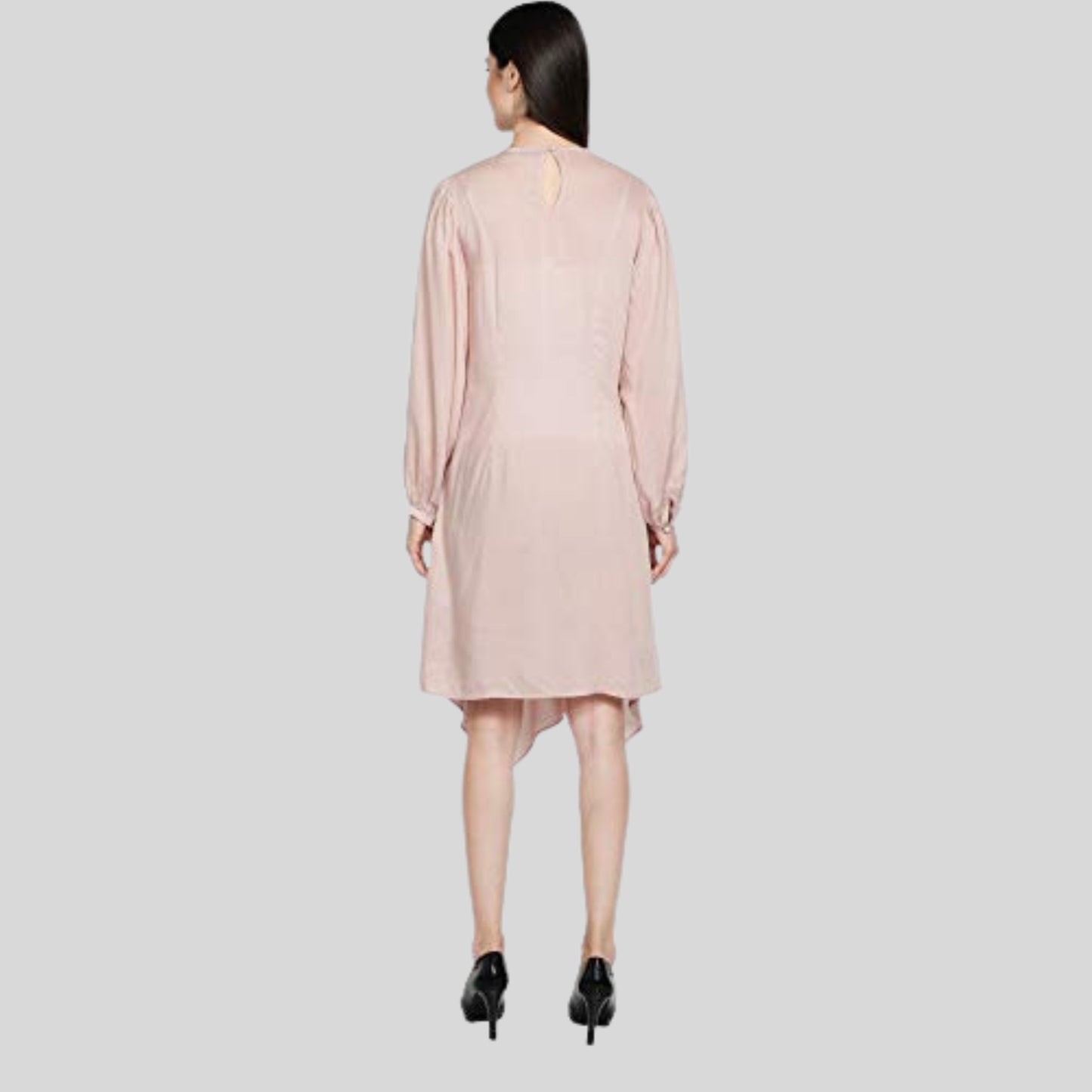 women's summer dress  Pink women dress  long_sleeves_dress  knee_length_dress  good_for_all_seasons  dresses_for_women