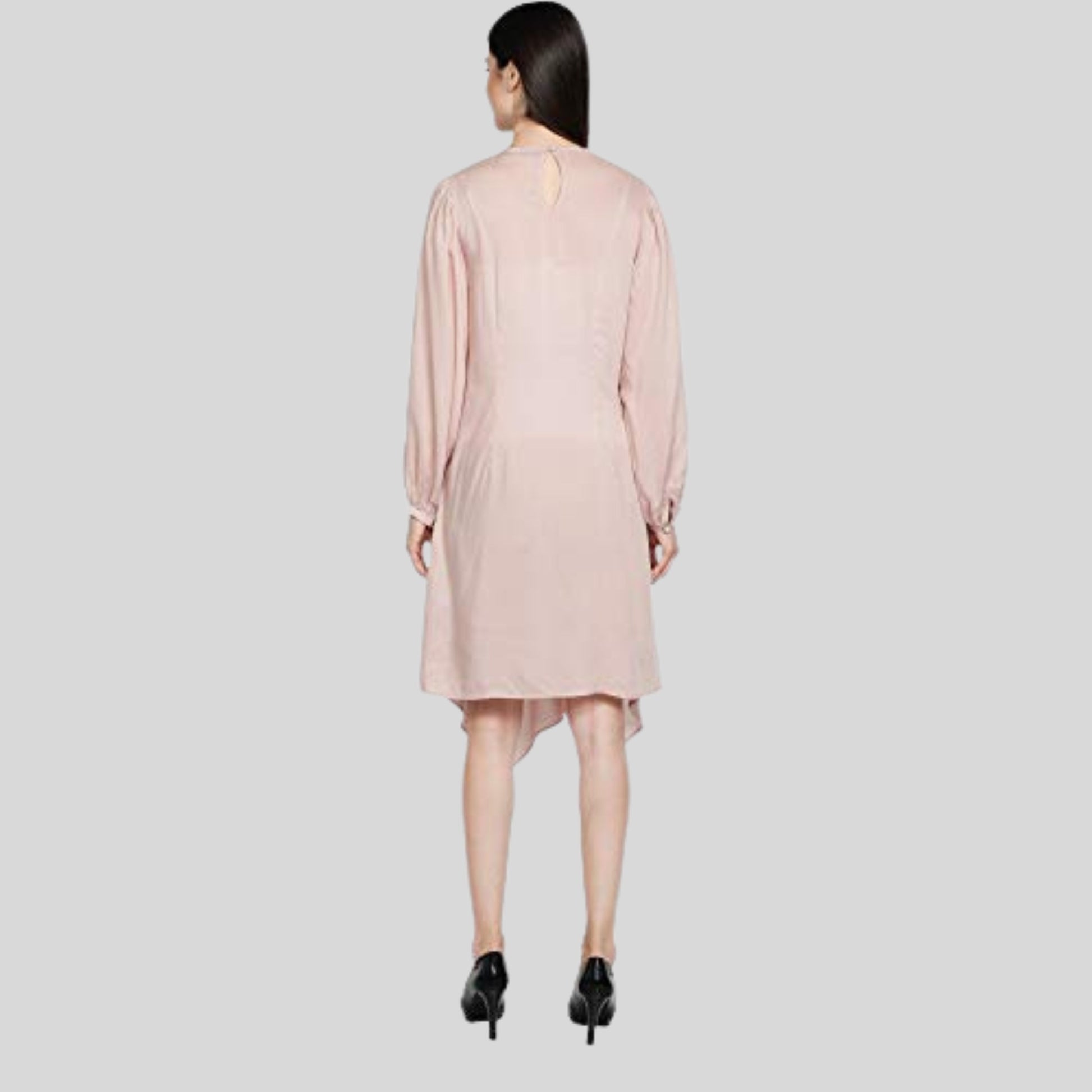 women's summer dress  Pink women dress  long_sleeves_dress  knee_length_dress  good_for_all_seasons  dresses_for_women