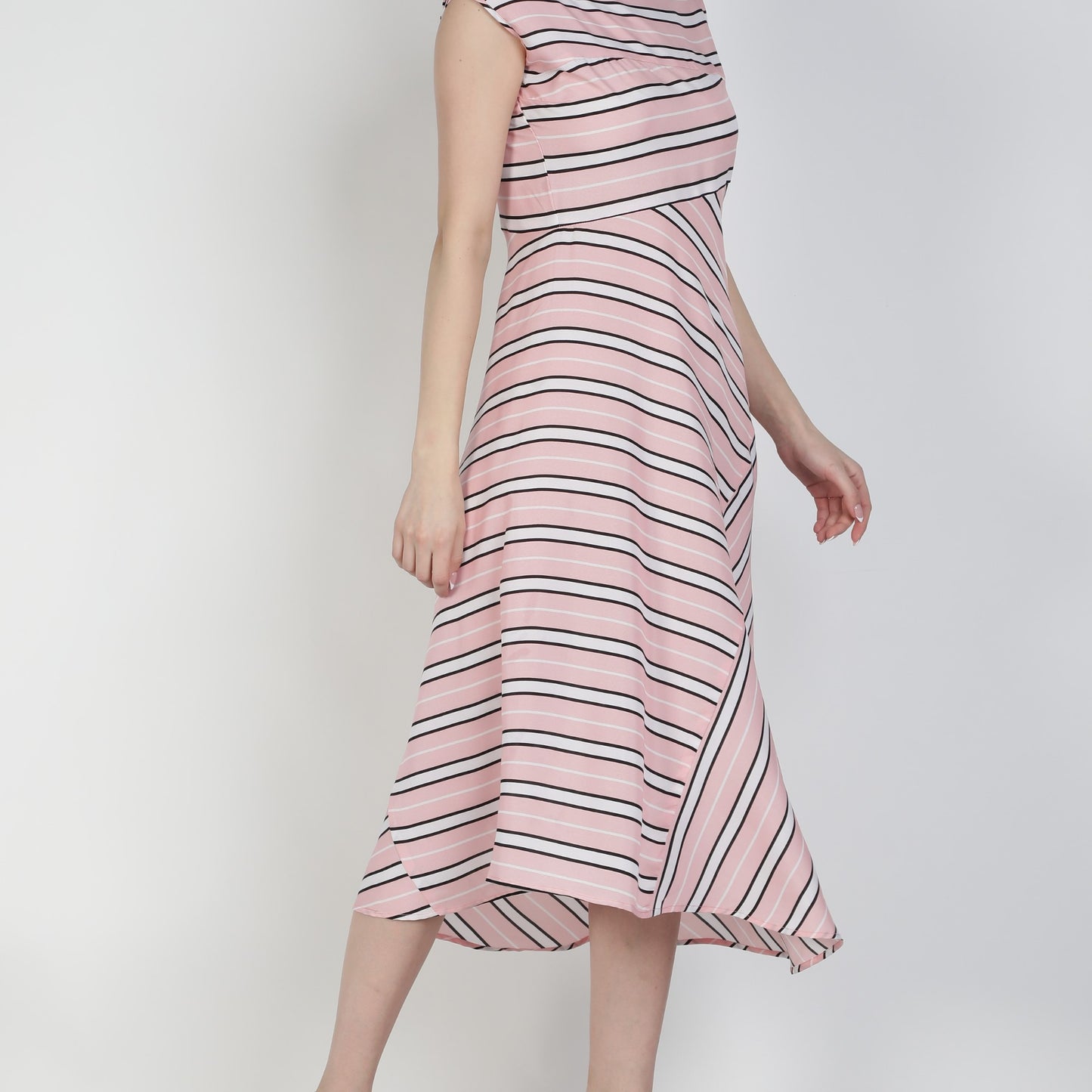 Celine Dress Pink and White Stripes