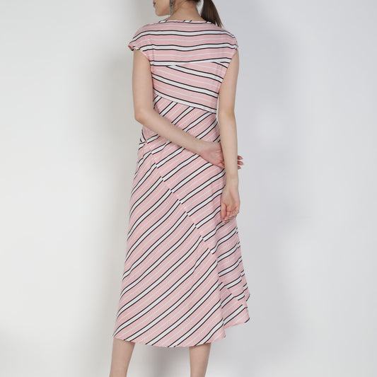 Celine Dress Pink and White Stripes