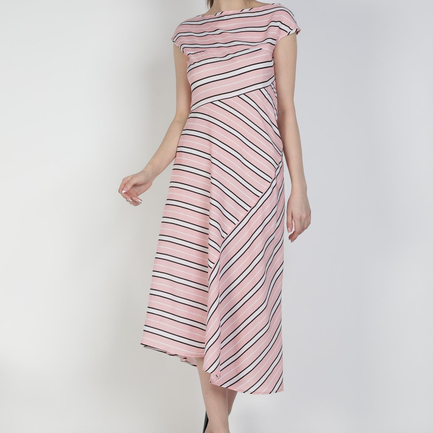 Celine Dress Pink and White Stripes