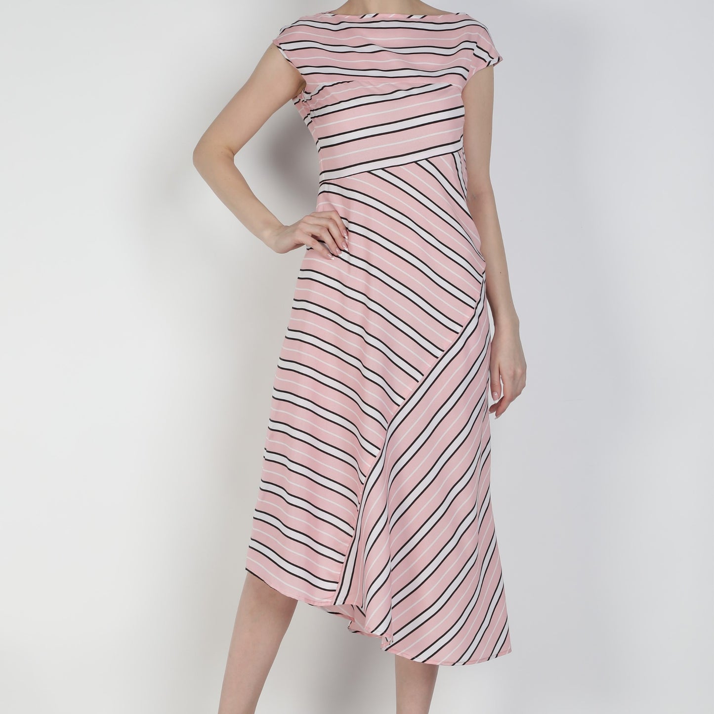 Celine Dress Pink and White Stripes