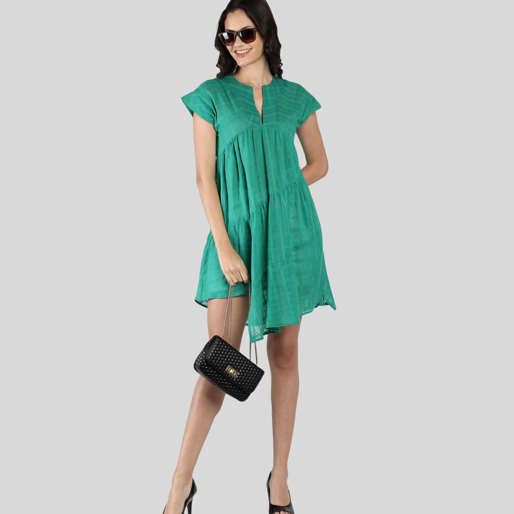 Cecilia Dress Green Cotton Large Cecilia Dress Green Cotton Large