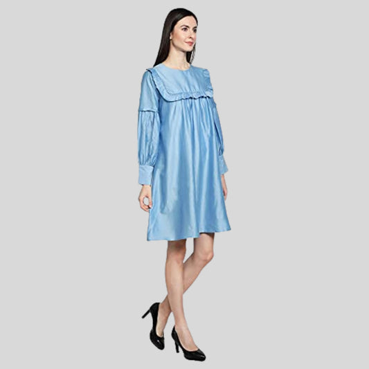 Women's sky Blue Dress  summer dress  Dress_For_Women  Dress_for_her  Cotton_Dress_for_her  Below_Knee_Dress