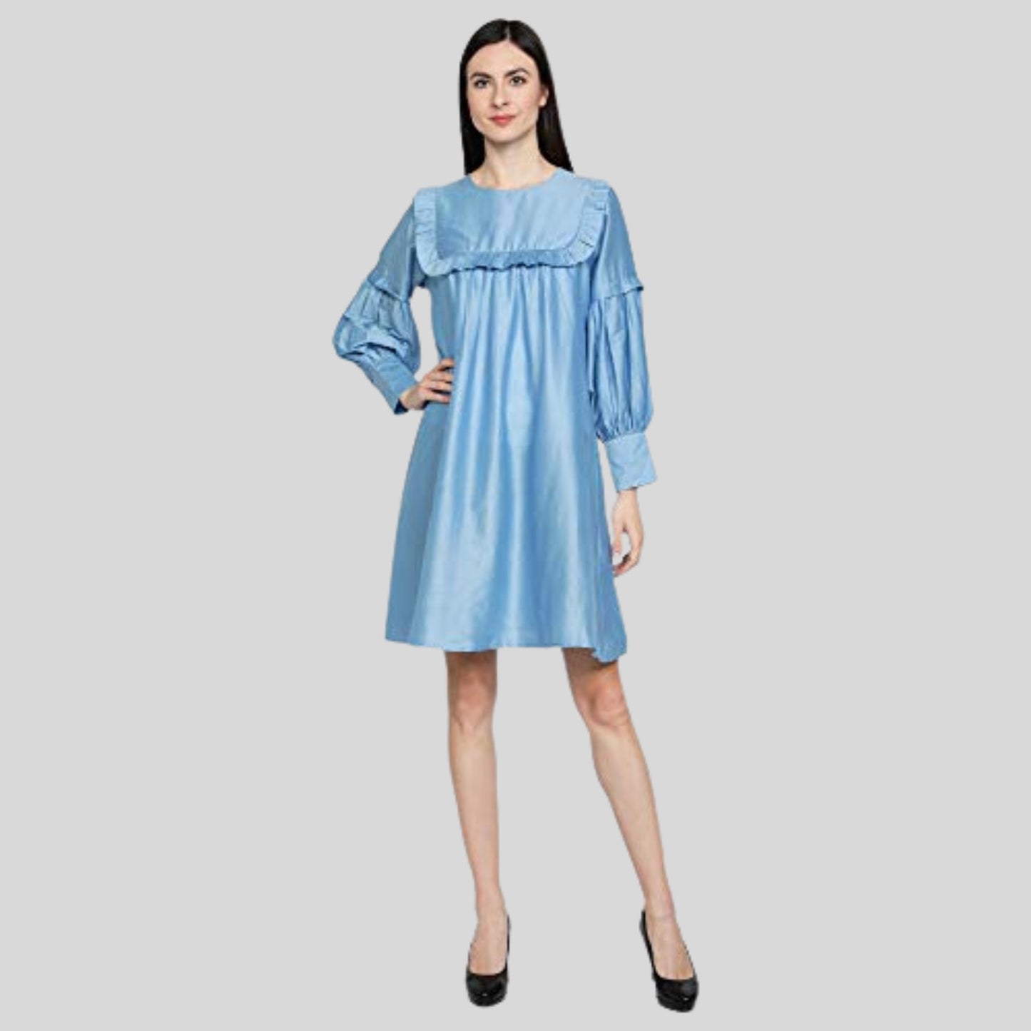 Women's sky Blue Dress  summer dress  Dress_For_Women  Dress_for_her  Cotton_Dress_for_her  Below_Knee_Dress