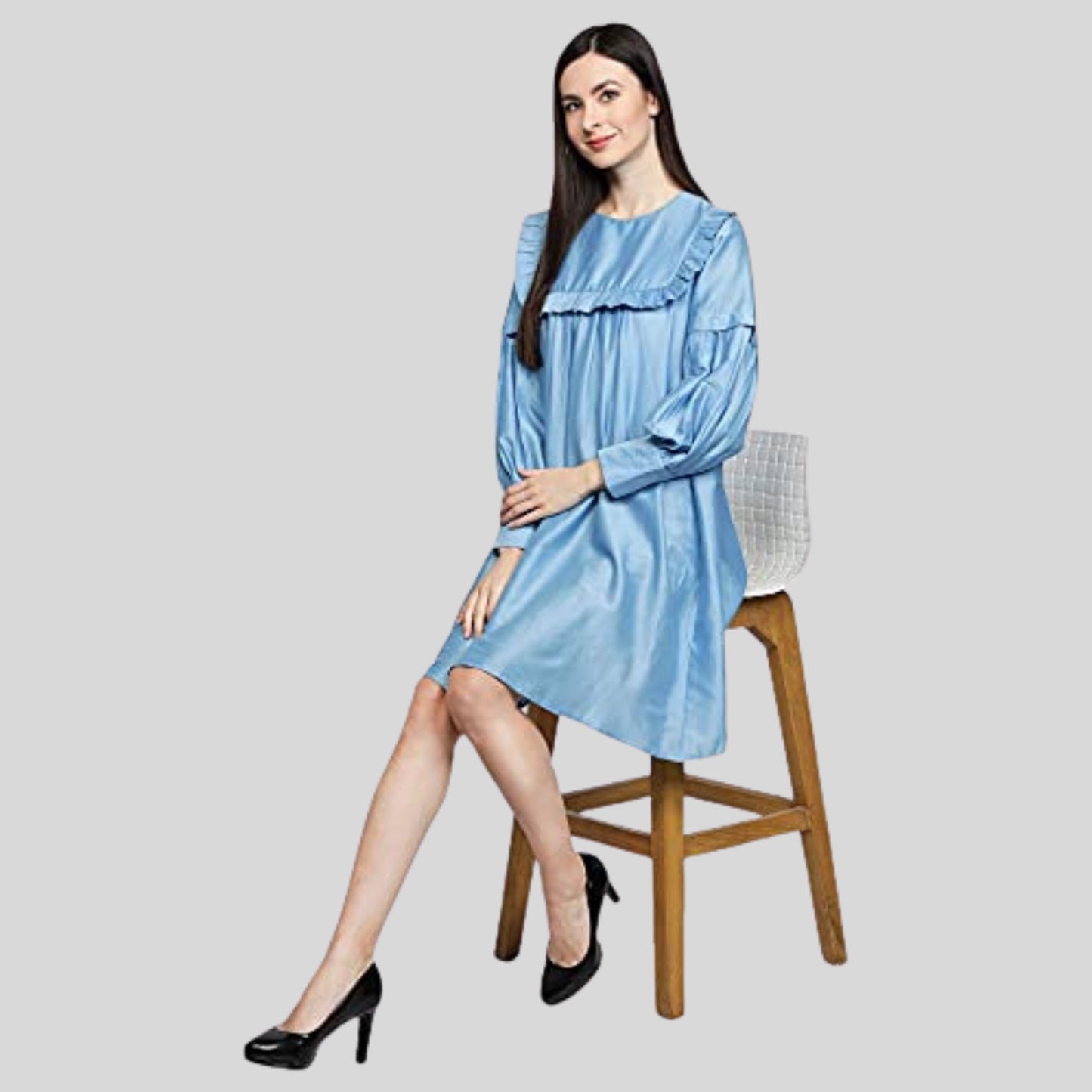Women's sky Blue Dress  summer dress  Dress_For_Women  Dress_for_her  Cotton_Dress_for_her  Below_Knee_Dress