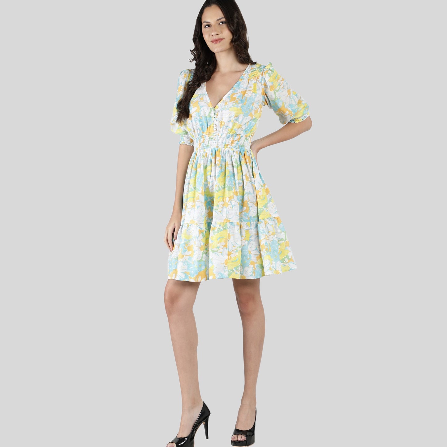 Julissa Dress Yellow Floral Print