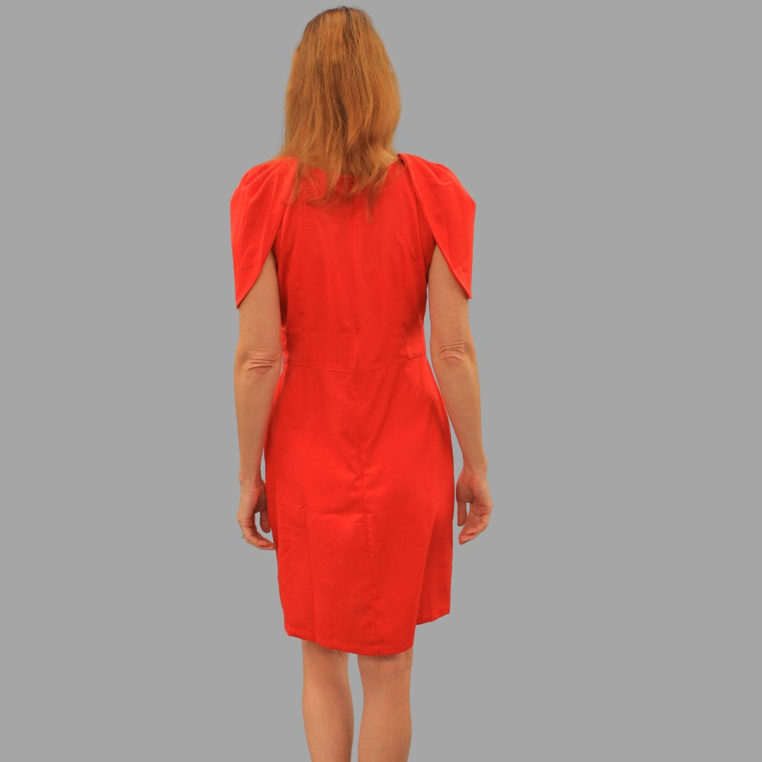 women's_red_dress  Red_women_dress  polyester_dress  Long_sleeves_dress  Golden_zipper_dress  for_her_gift  dress_for_women  designer_red_dress  Below_knee_dress  Beautiful_red_dress  Band_collar_dress