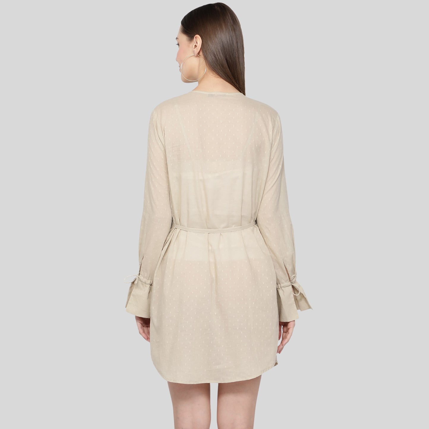 Evie Dress Dobby Beige