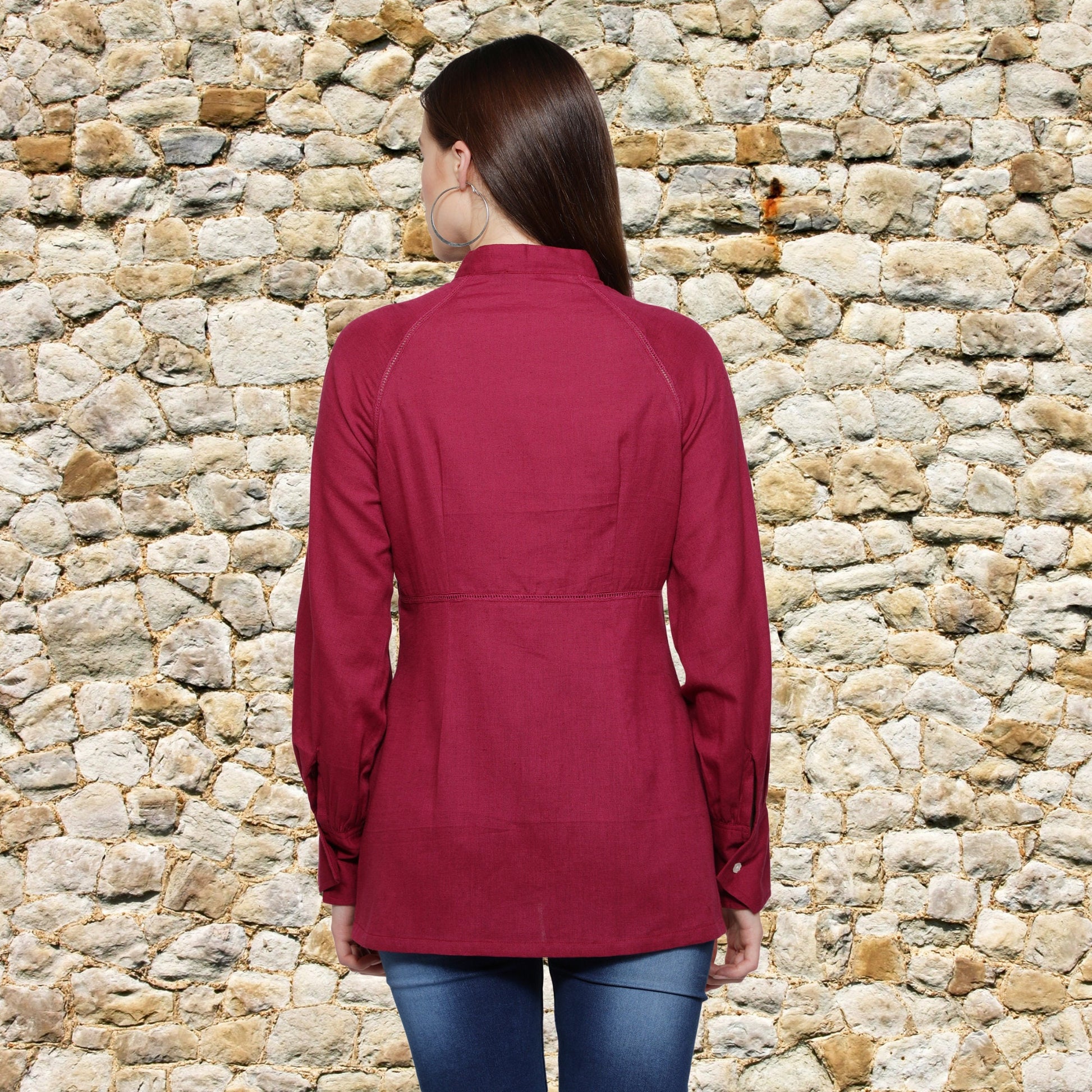 Stylish_cuff_Top  Long_Top  Long_Sleeves_Top  Lace_Top  Hook_and_Eye_Blouse  Fuchsia_Top  Designer_Top  Designer_blouse  Cotton_solid  Boutique_Design  Beautiful_Blouse  Band_collar_Top