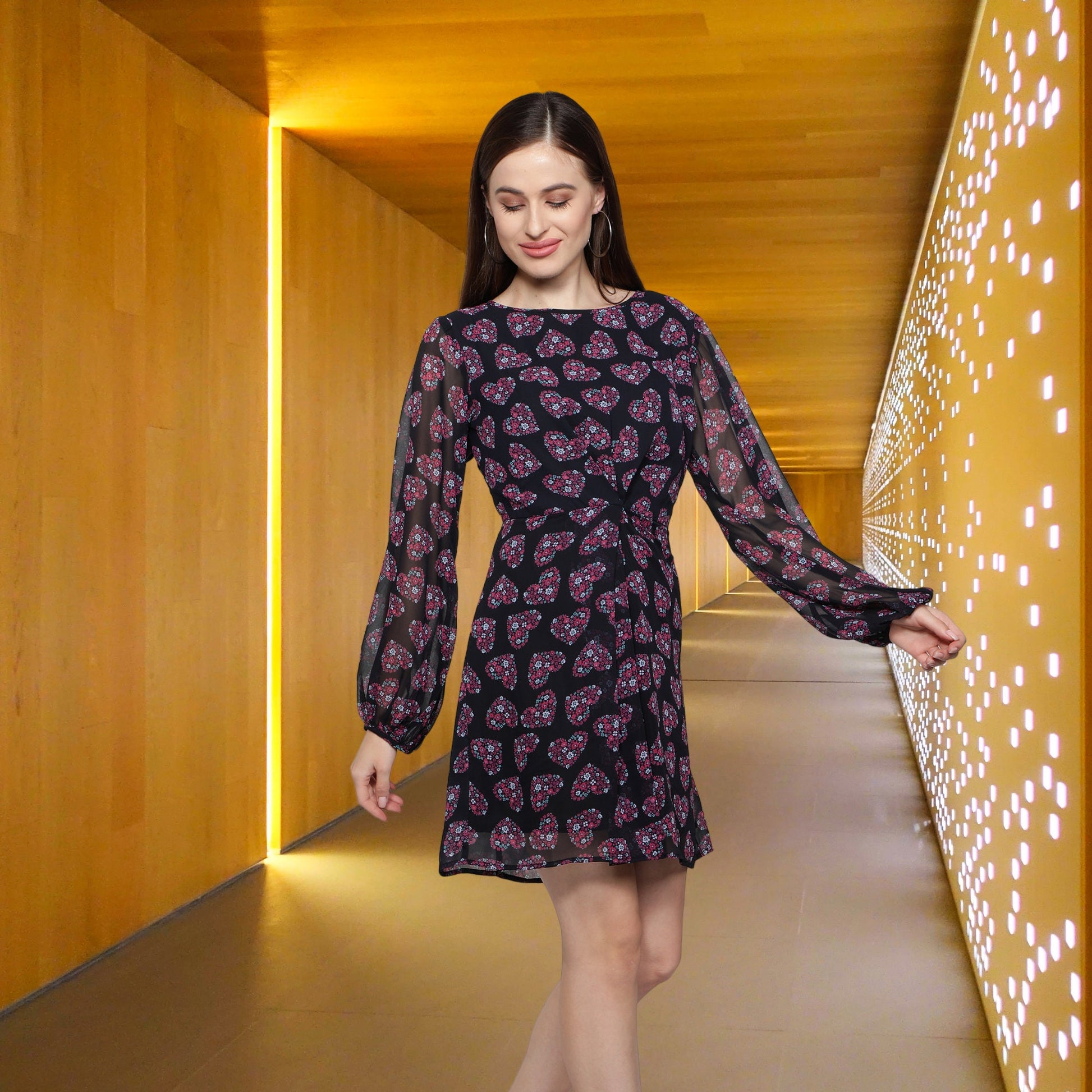 Women's_dress  Valentines_Day_Dress  Sexy_Dress_for_her  Long_Sleeves_Dress  Heart_shaped_Prints  Heart_printed_Dress  Georgette_Dress  For_her_Gift  Floral_Design_Dress  Dresses_for_Women  Black_Women's_Dress  Black_short_Dress  Black_Casual_dress