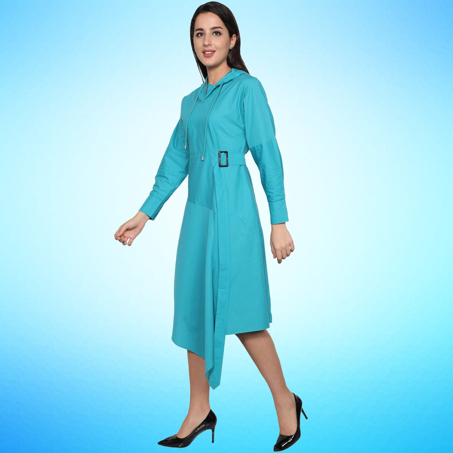 Ellen Dress Blue Hood