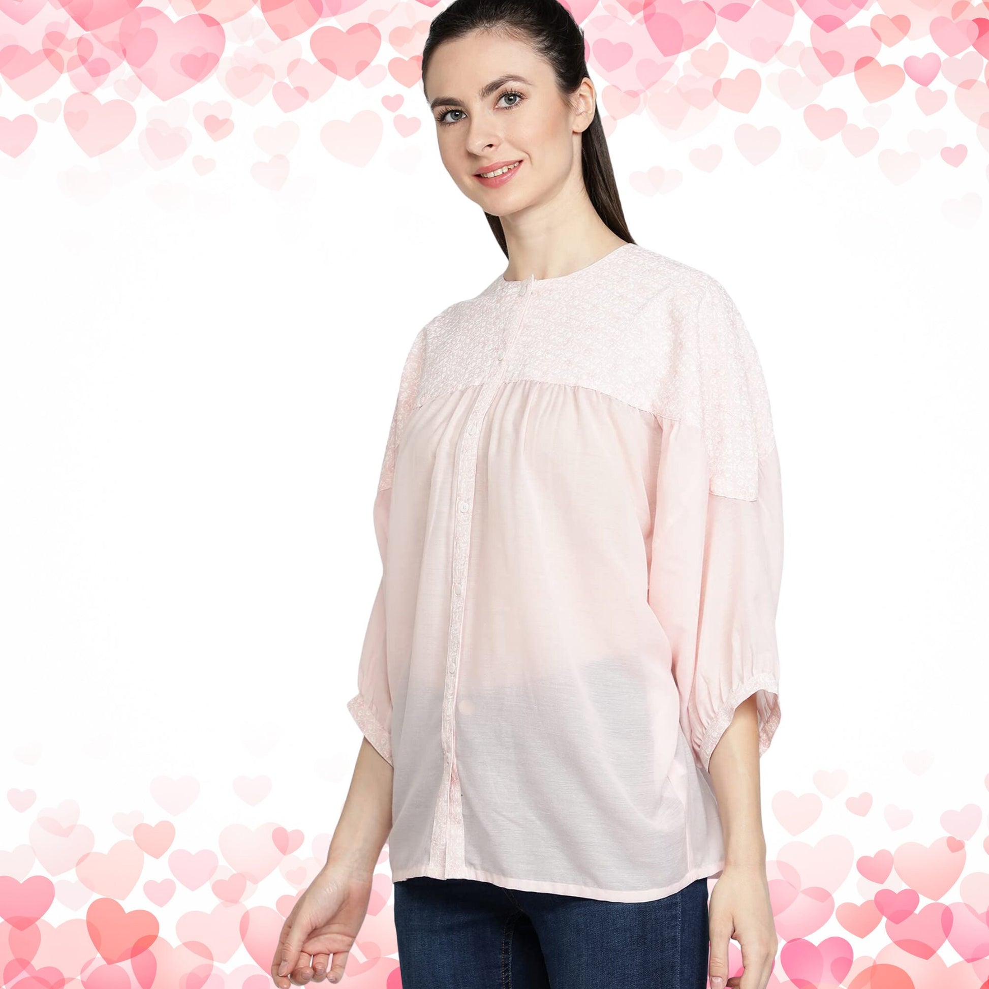 women's_pink_top  Round_neck_top  printed_pink_top  Pink_top  Pink_blouse  modern_style_top  Light_pink_top  Gift_for_her_top  Extended_sleeves  Designer_top  Beautiful_top  3_by_4_sleeves_top