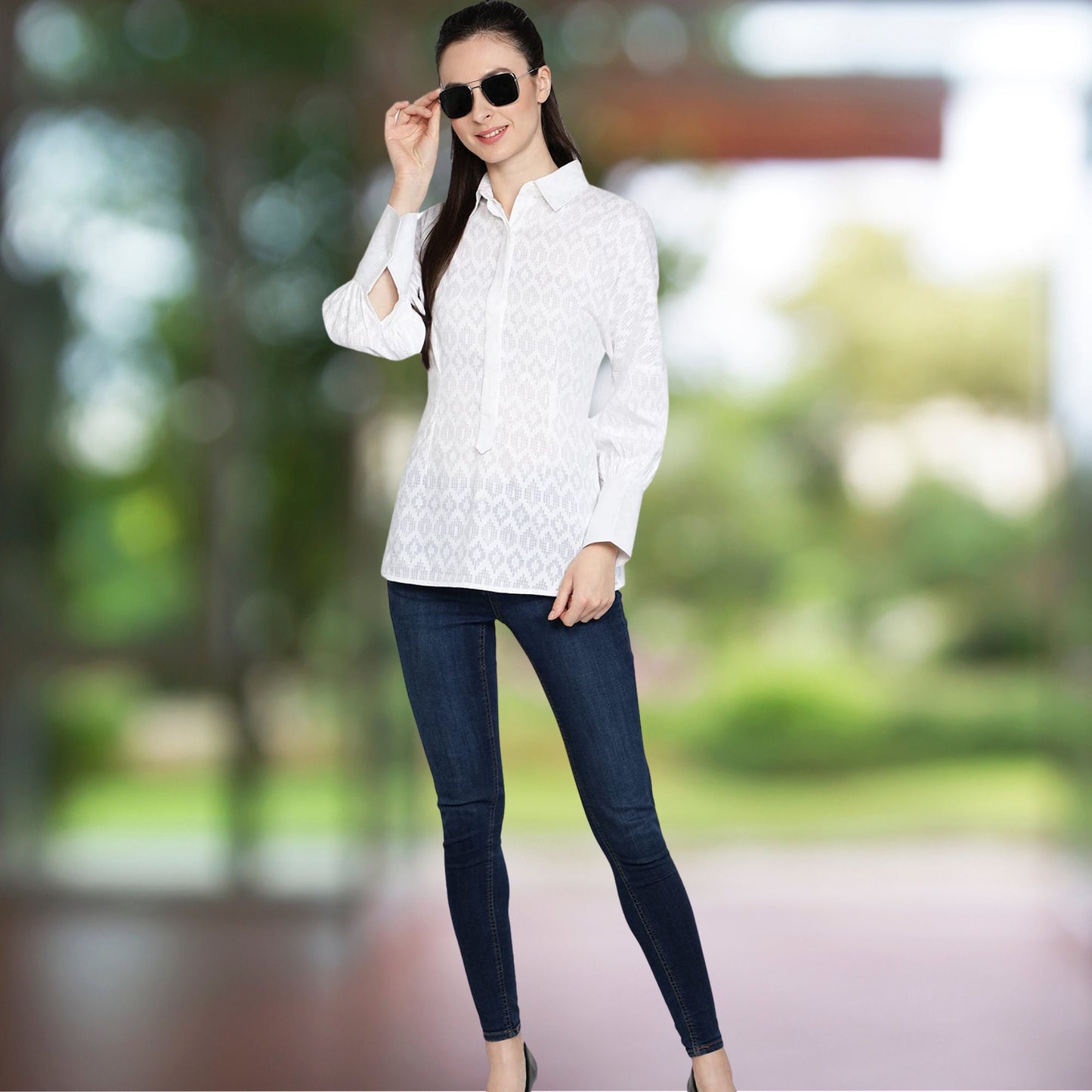 Women's_Casual_Shirt  white_cotton_shirt  Round_Neck_Top  Long_Sleeves_Top  Long_Sleeves_Shirt  gift_for_her  For_her_Top  For_her_clothing  designer_shirt  Cotton_Jacquard  Casual_women's_Top  Button_Down_Shirt  Button_Blouse