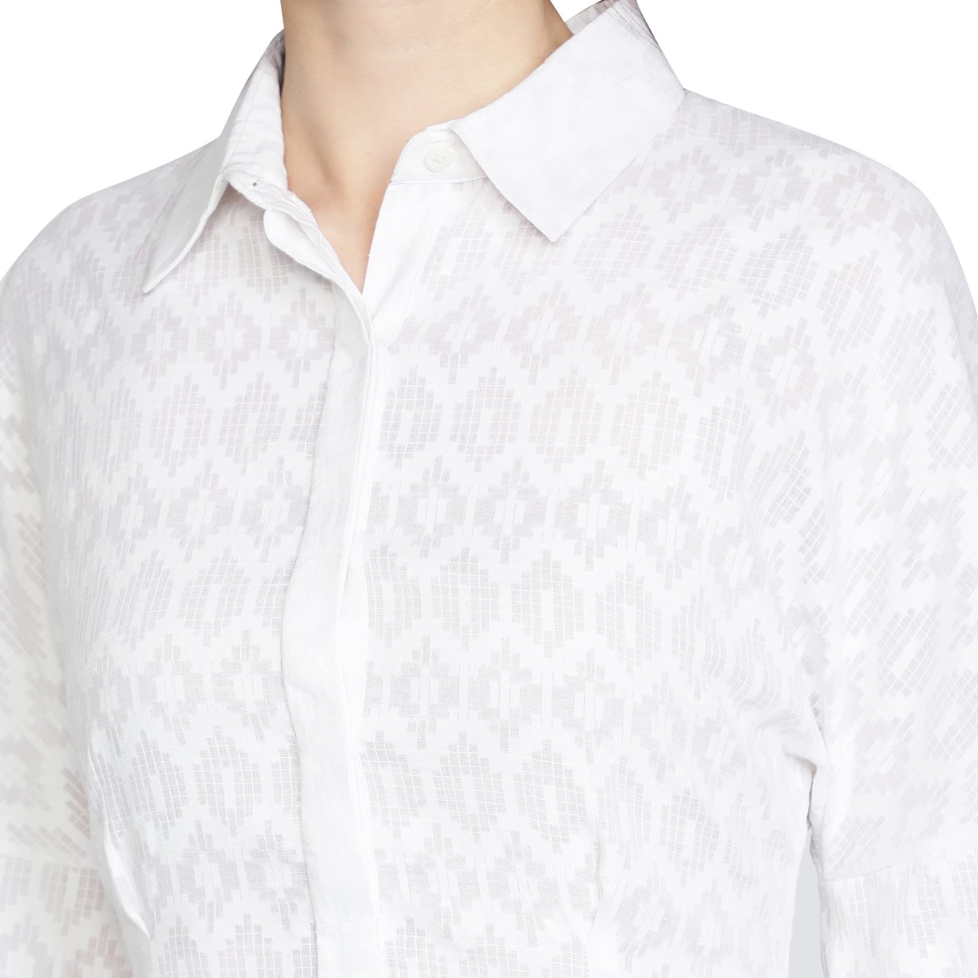 Women's_Casual_Shirt  white_cotton_shirt  Round_Neck_Top  Long_Sleeves_Top  Long_Sleeves_Shirt  gift_for_her  For_her_Top  For_her_clothing  designer_shirt  Cotton_Jacquard  Casual_women's_Top  Button_Down_Shirt  Button_Blouse