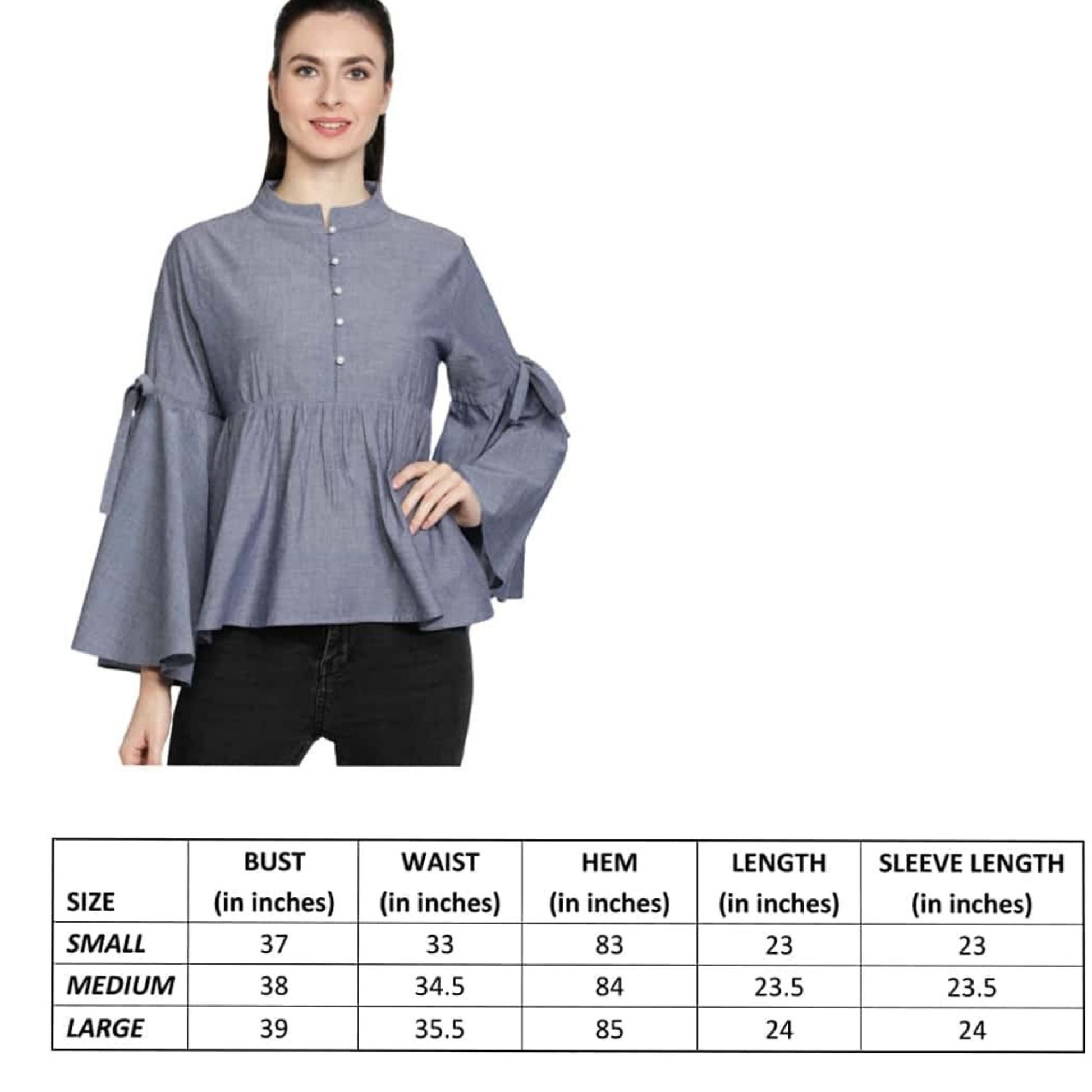women's_top  Mandarin_Collar_top  Gray_Blouse  gift_for_her  For_her_Top  Designer_Top  designer_shirt  Cotton_top  Chambray_top  Casual_women's_Top  button_down_top  Button_Blouse  Bell_Sleeves